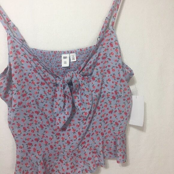 BP. Floral Tie Front Smocked Back Blue Cami Sz M NWT - Picture 8 of 10